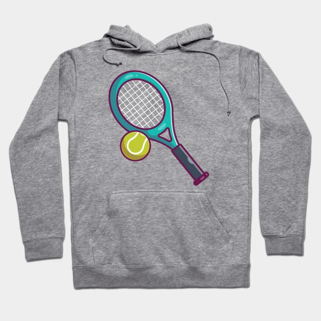 Tennis ball with racket cartoon Hoodie by Catalyst Labs